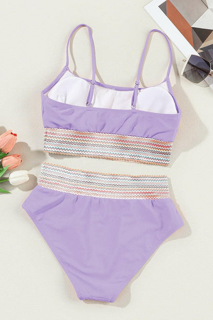 Scoop Neck Spaghetti Strap Bikini Set.