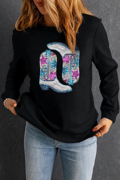 Sequin round neck sweatshirt