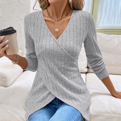 Chic surplice long sleeve tee