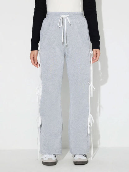 Bow Accent Drawstring Trousers