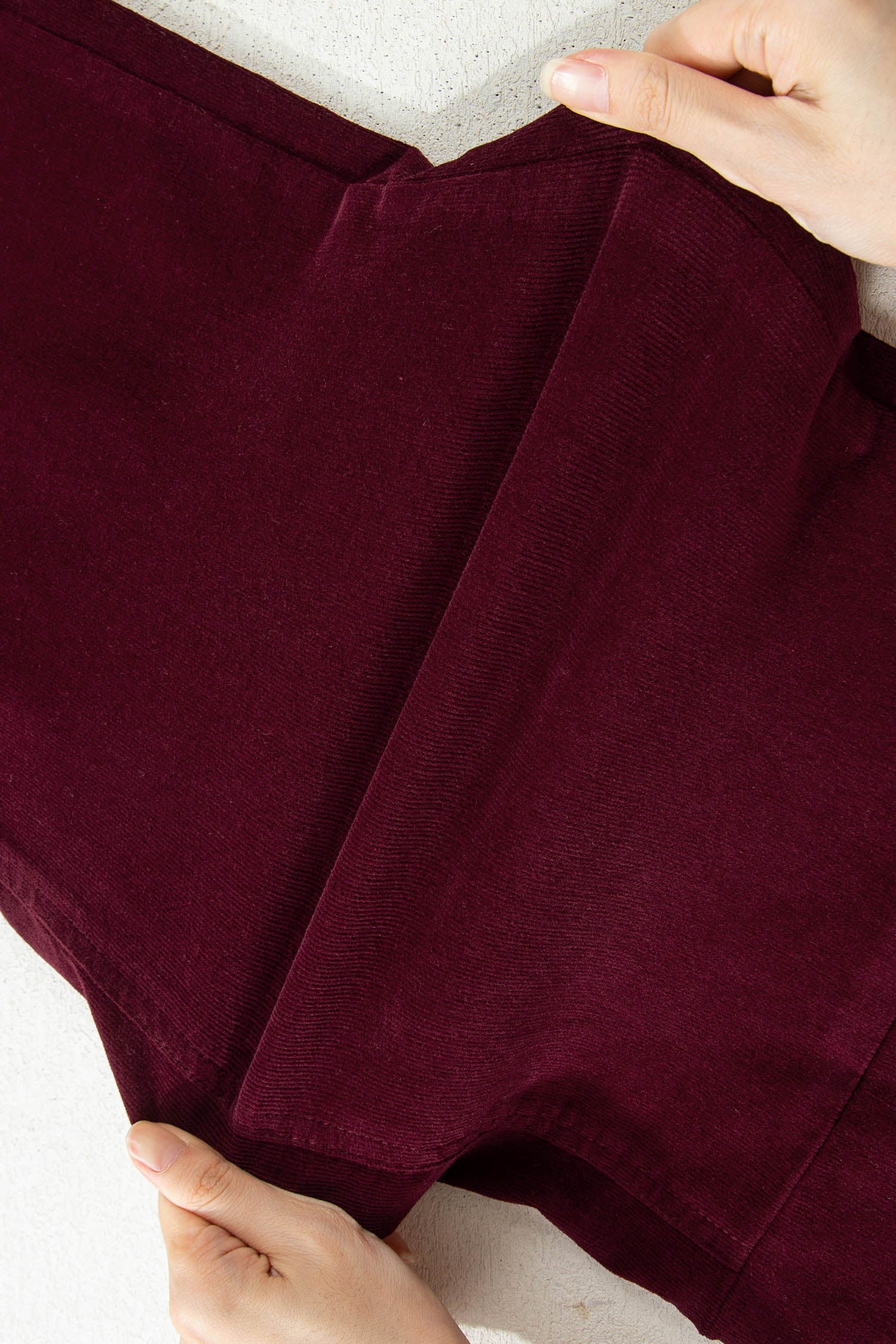 Burgundy Corduroy High Waist Wide Leg Pants for Women Dear-Lover Dropshipping