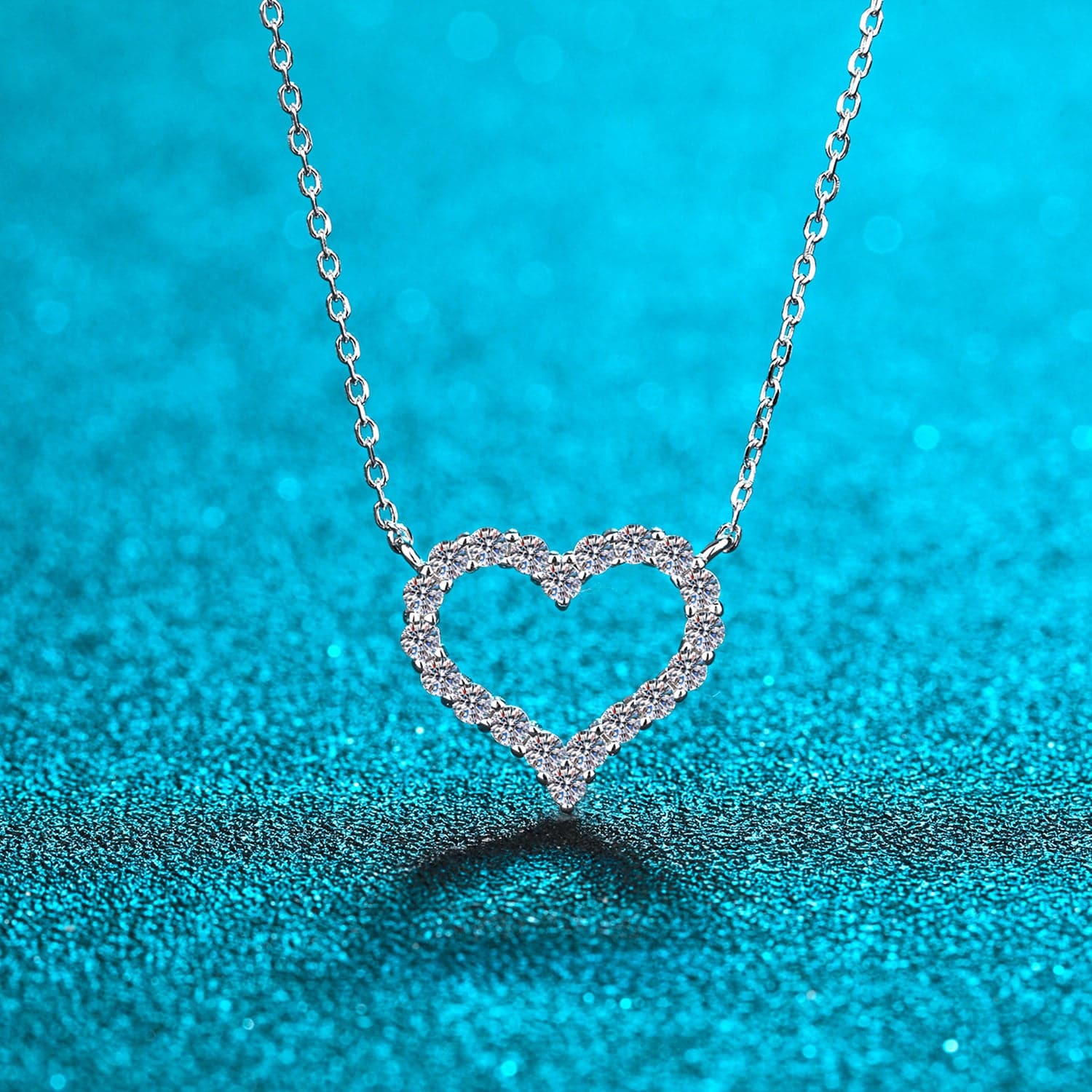 Moissanite 925 Sterling Silver Heart Shape Necklace.