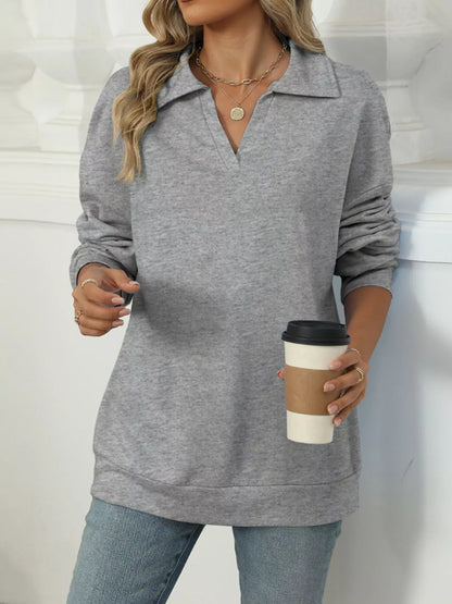 Johnny Collar Long Sleeve Sweatshirt