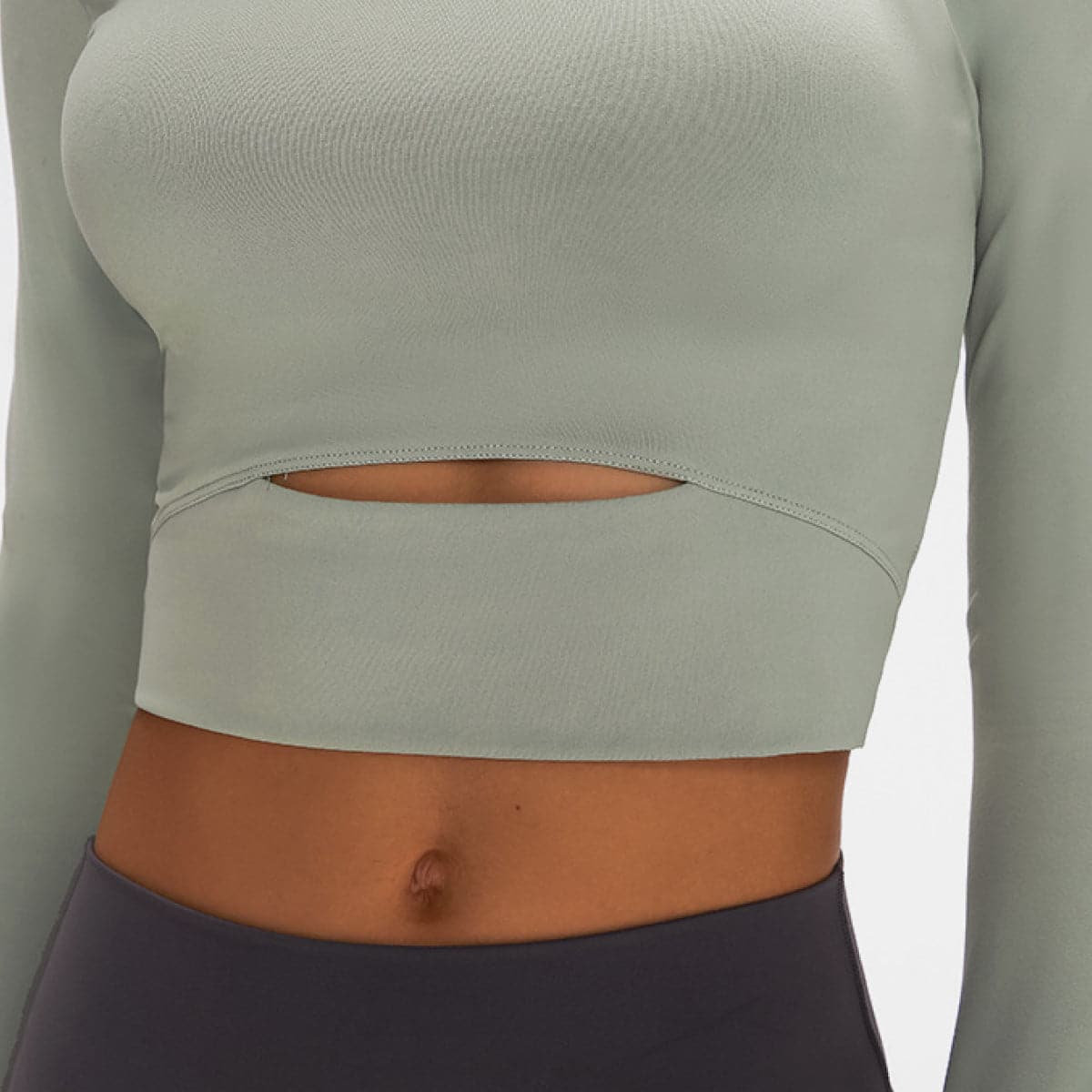 Long Sleeve Cropped Top With Sports Strap.