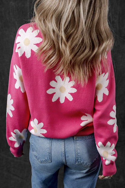 Daisy Round Neck Dropped Shoulder Sweater.