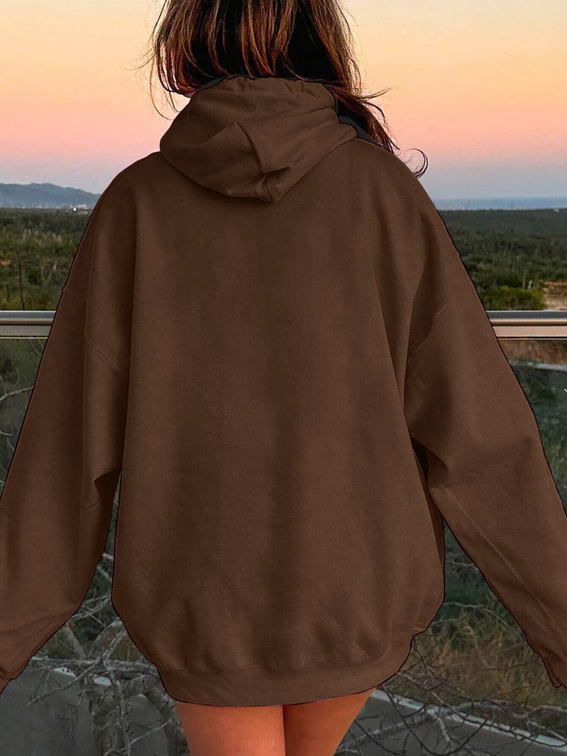 Drawstring Dropped Shoulder Hoodie.