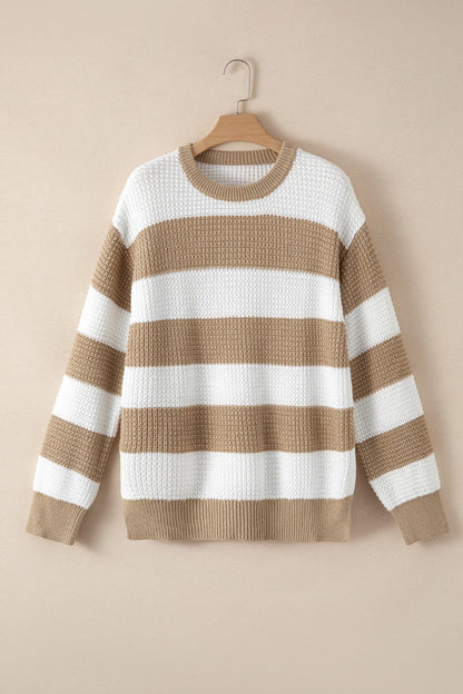 Color Block Round Neck Sweater.