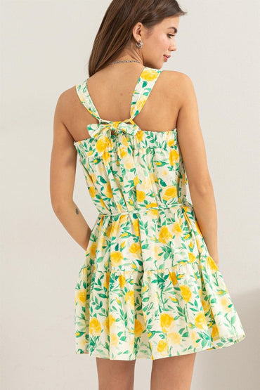 HYFVE Floral Tie Shoulder Mini Dress.