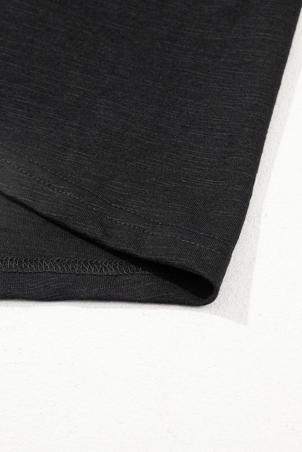 Black Layered Ruffle Short Sleeve Round Neck Top for Women