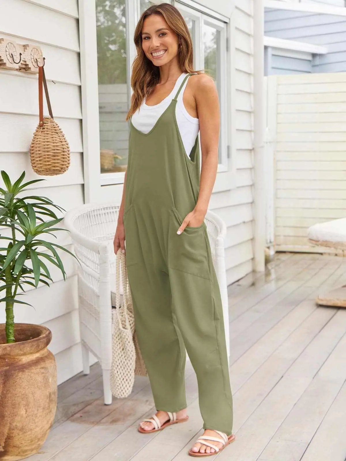 V-neck pocket jumpsuit - Love Salve 