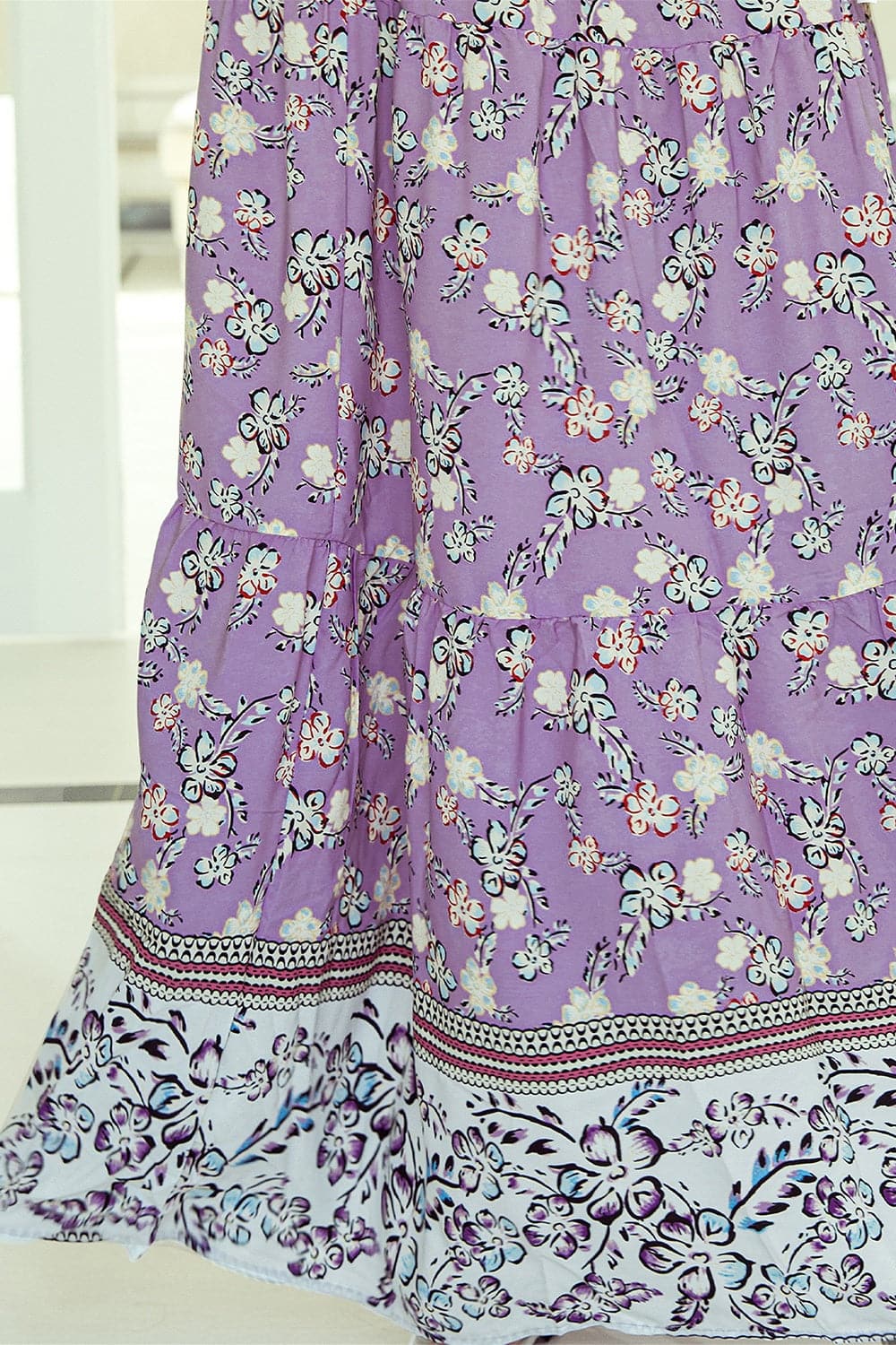 Tiered Printed Elastic Waist Skirt.