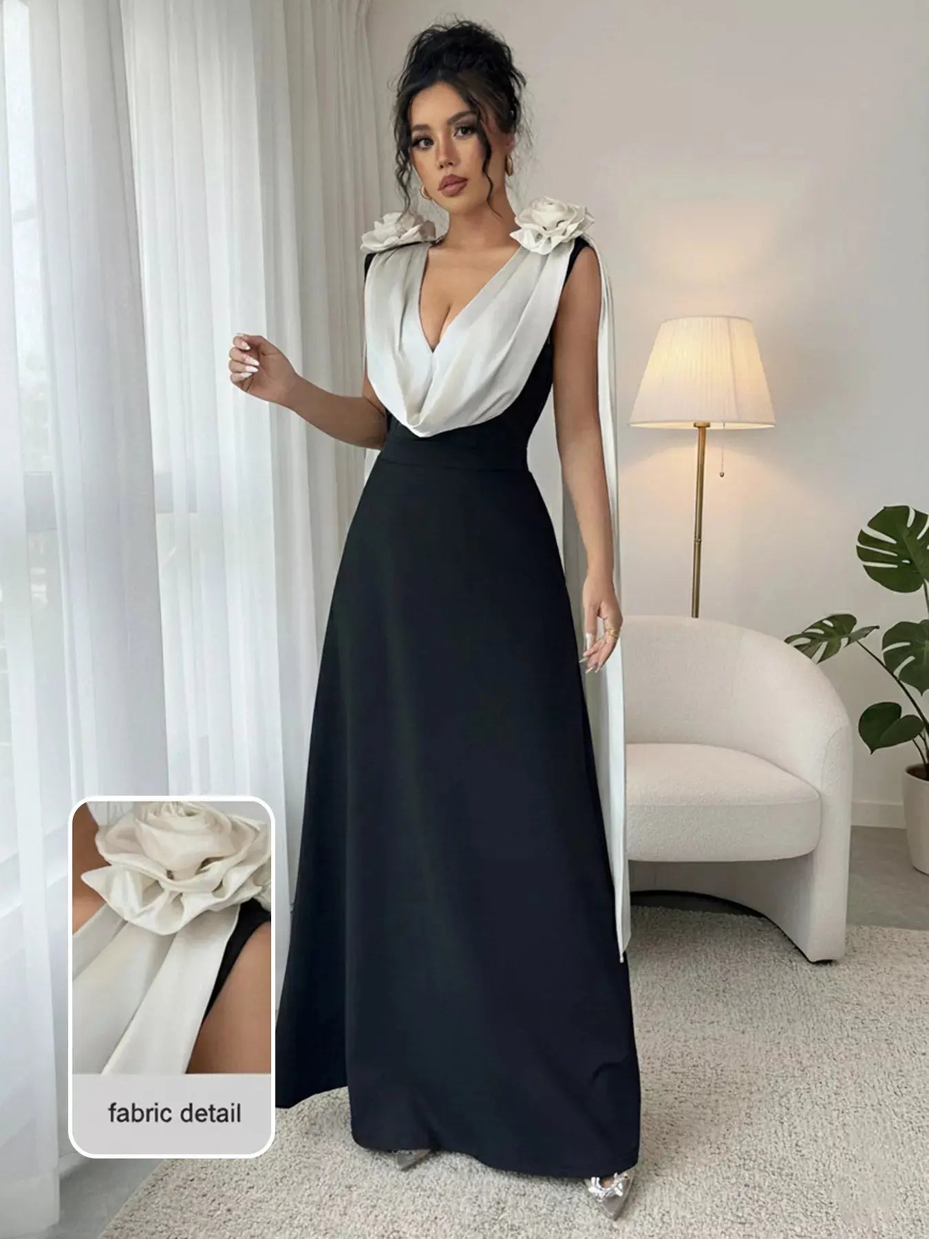 Floral Applique Two Tone Maxi Dress Simply Love