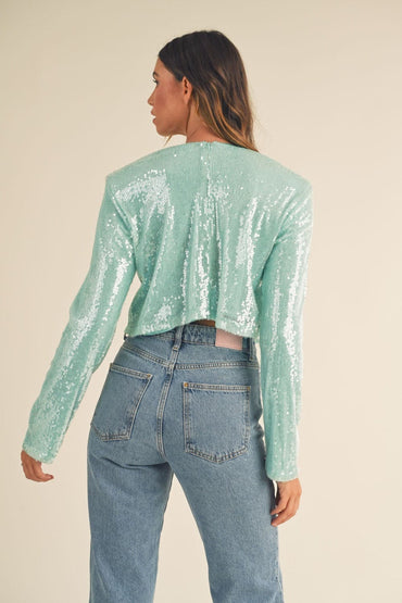 Glamorous sequin crop top with padding