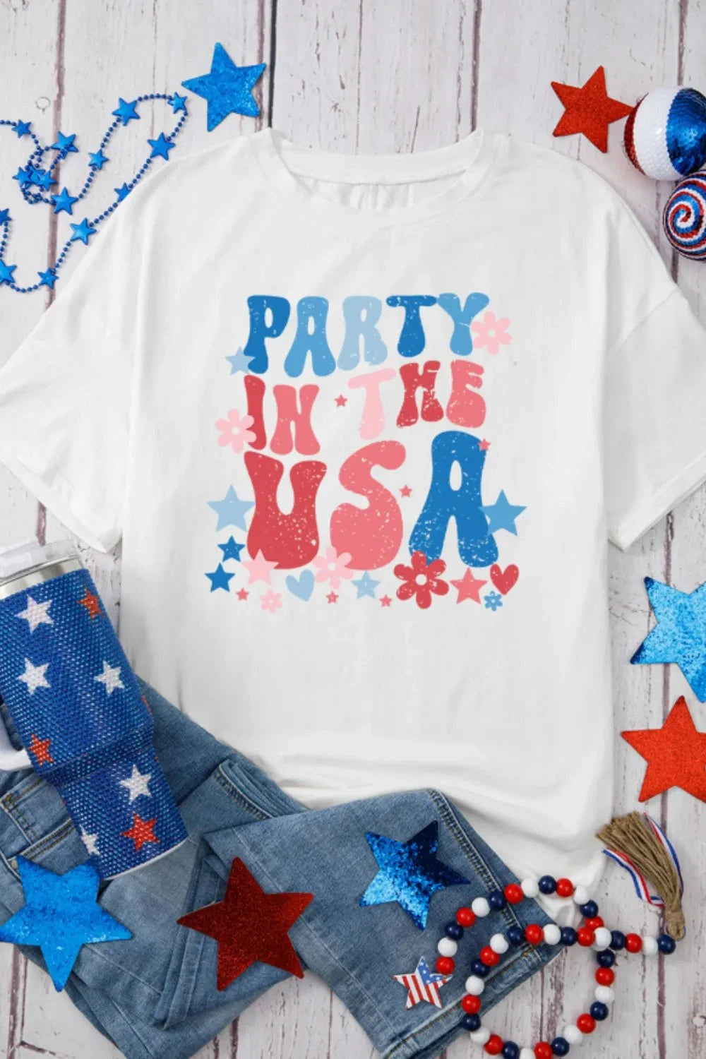 PARTY IN THE USA Graphic Oversized Tee Simply Love
