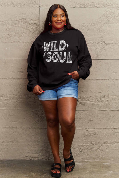 Simply Love Full Size WILD SOUL Graphic Sweatshirt.