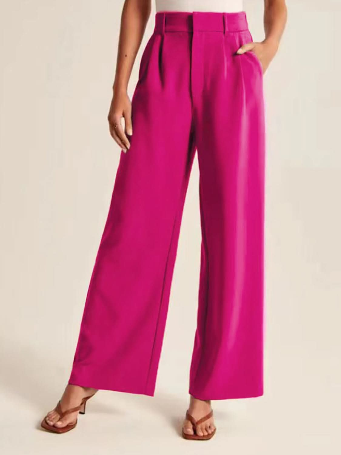 Wide Leg High Rise Trousers