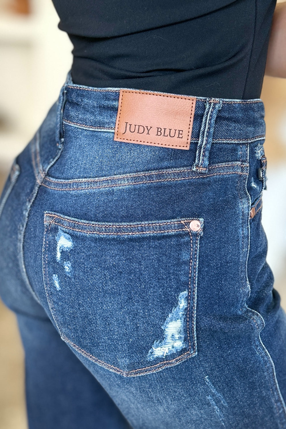 Judy Blue Full Size High Waist Rigid Magic Heavy Destroy Straight Jeans Coco’s Tee Boutique