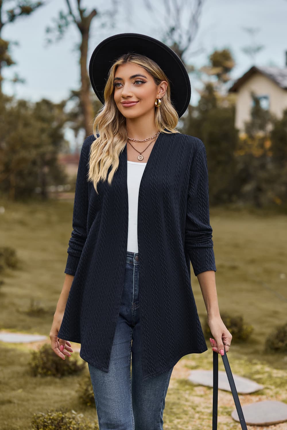 Open Front Long Sleeve Cardigan.