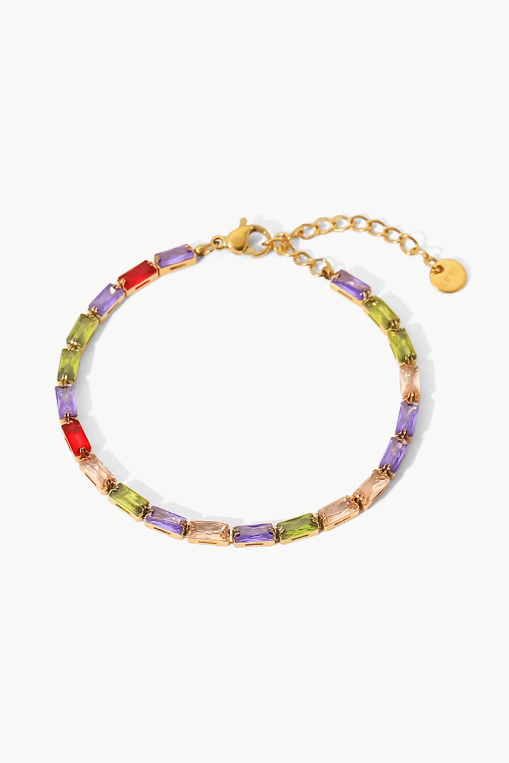 18K Gold Plated Multicolored Cubic Zirconia Bracelet.