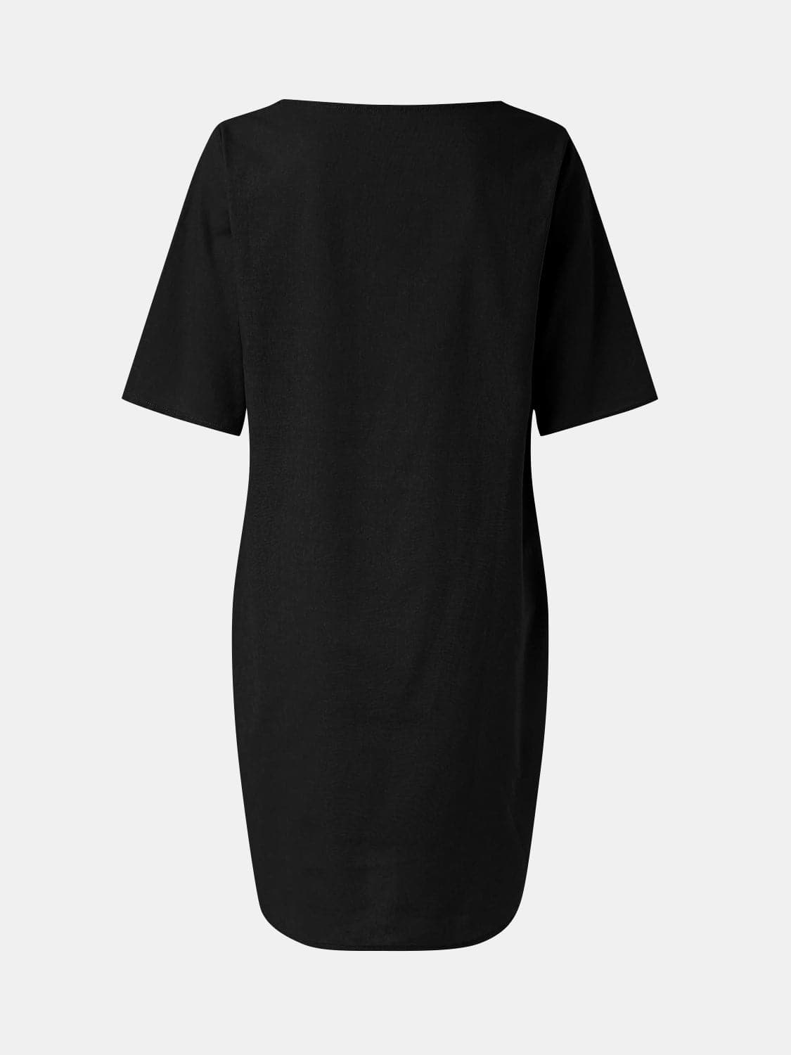 Full Size Round Neck Half Sleeve Dress with Pockets.