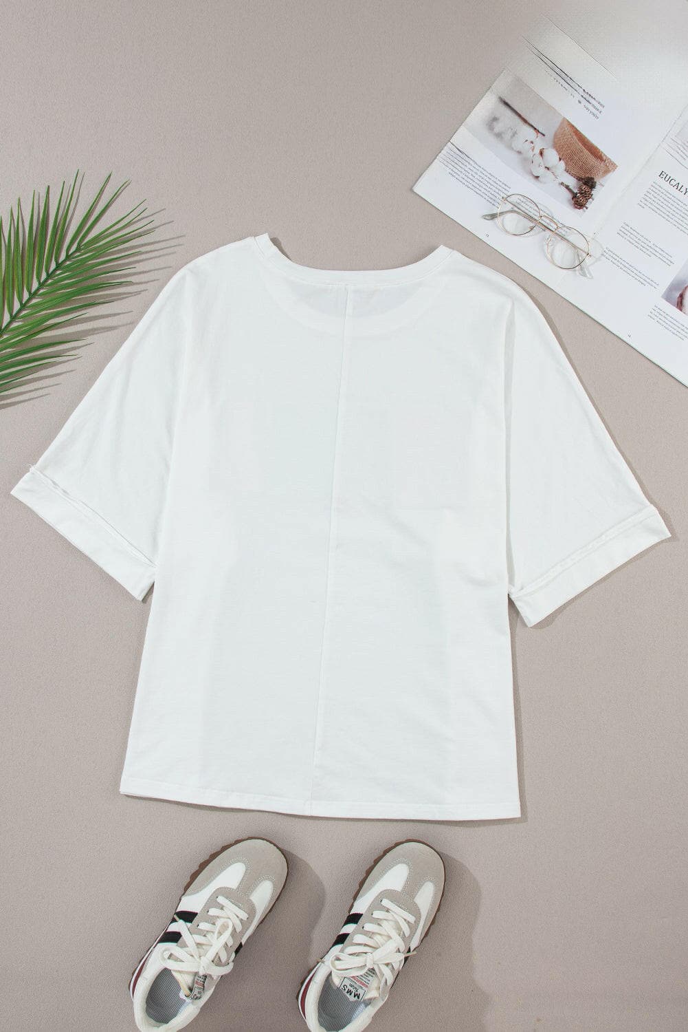 Sparkling Sheer Cotton Blend T-Shirt with Round Neck.