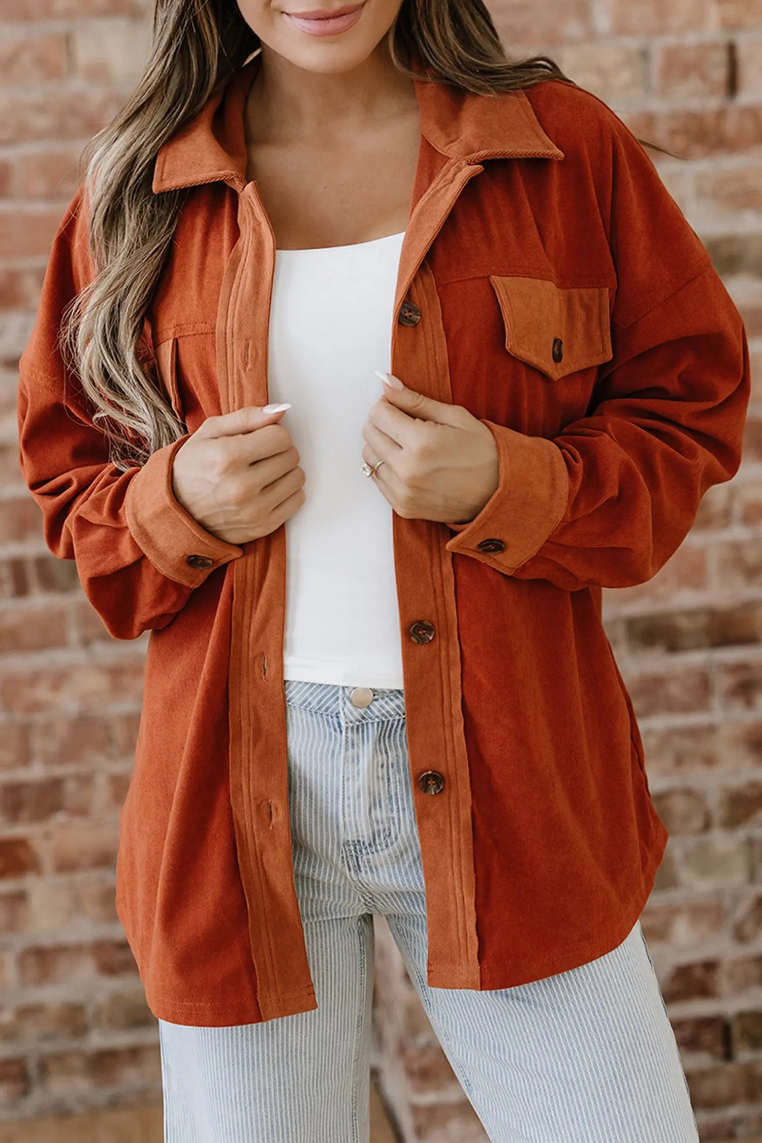 Dear-Lover Gold Velvet Shacket Women's Casual Flap Pockets Versatile Fall Layering Dear-Lover Dropshipping