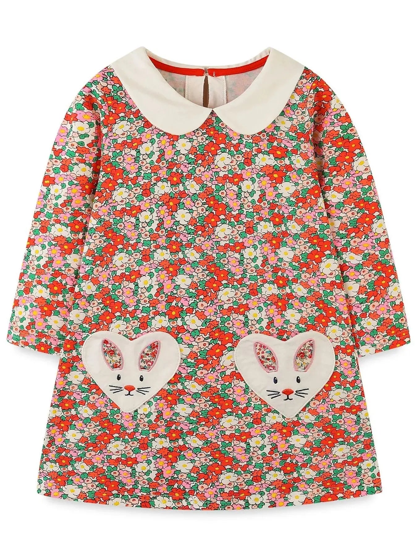 Children's Floral Print Long Sleeve Peter Pan Collar Dress Simply Love