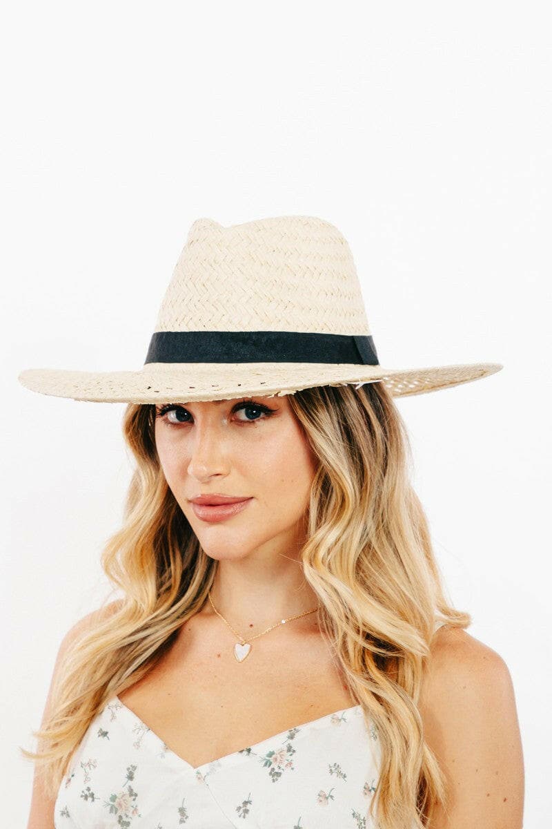 Fame Basket Weave Straw Sun Hat.