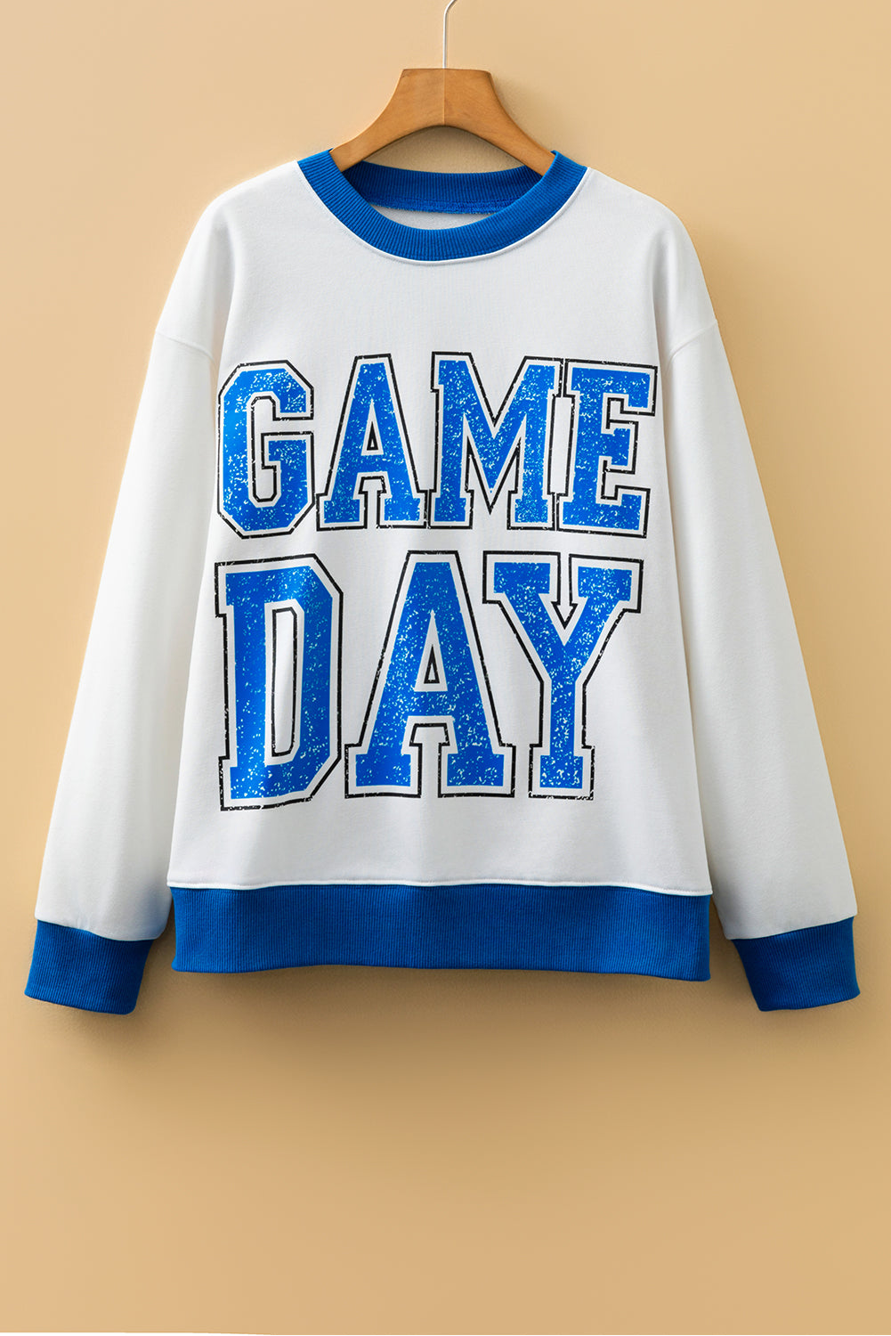 White Game Day Letter Graphic Varsity Striped Sweatshirt Dear-Lover Dropshipping