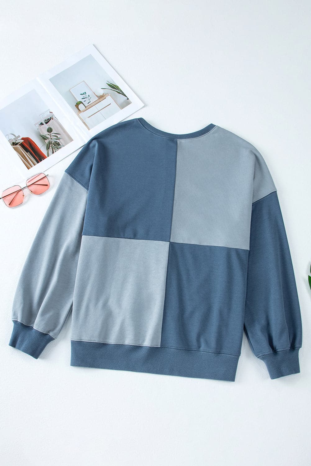 Contrast Half Button Long Sleeve Sweatshirt.