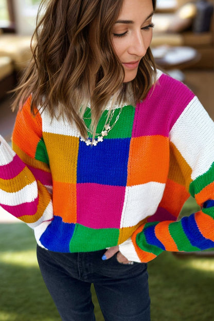 Color Block Long Sleeve SweaterFeatures: Basic style
Stretch: Slightly stretchy
Material composition: 55% acrylic, 45% cotton
Care instructions: Machine wash cold. Tumble dry low.
Imported


Size
Love Salve Color Block Long Sleeve SweaterKnit Tops