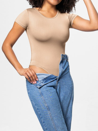 Full Size Round Neck Short Sleeve Bodysuit.