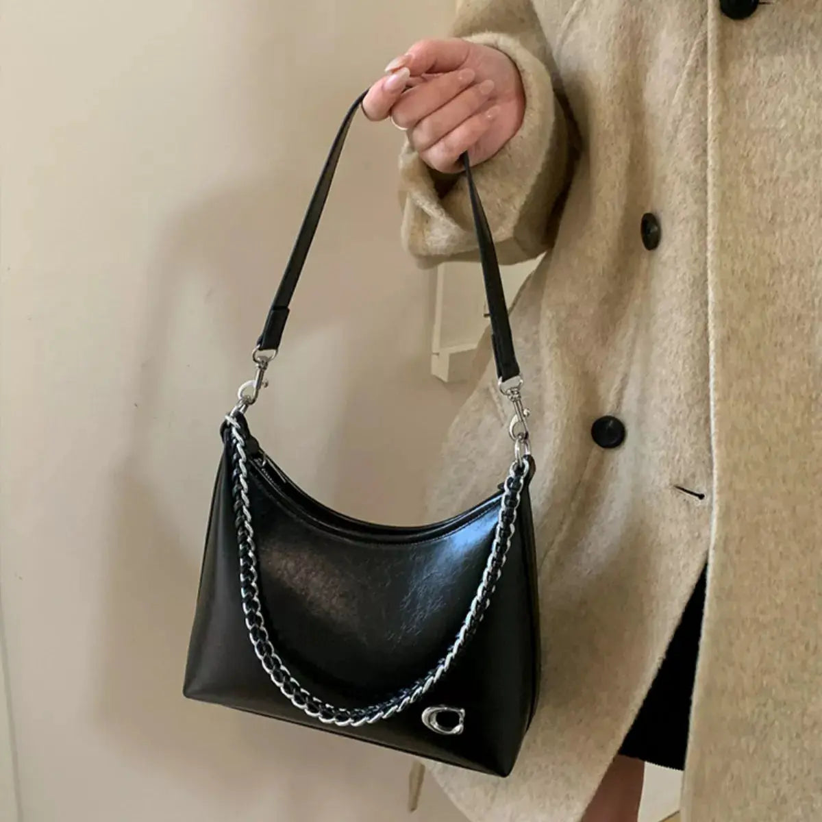 Chic Chain Accent Shoulder Bag Simply Love