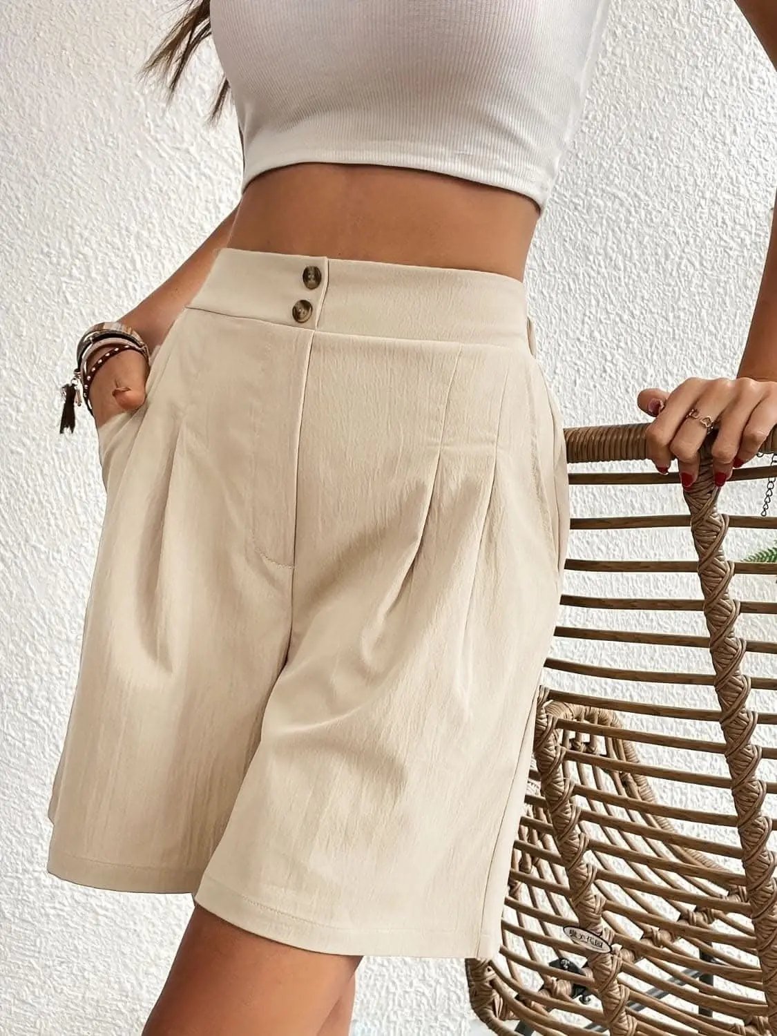 High-waisted pocket shorts for women - Love Salve 