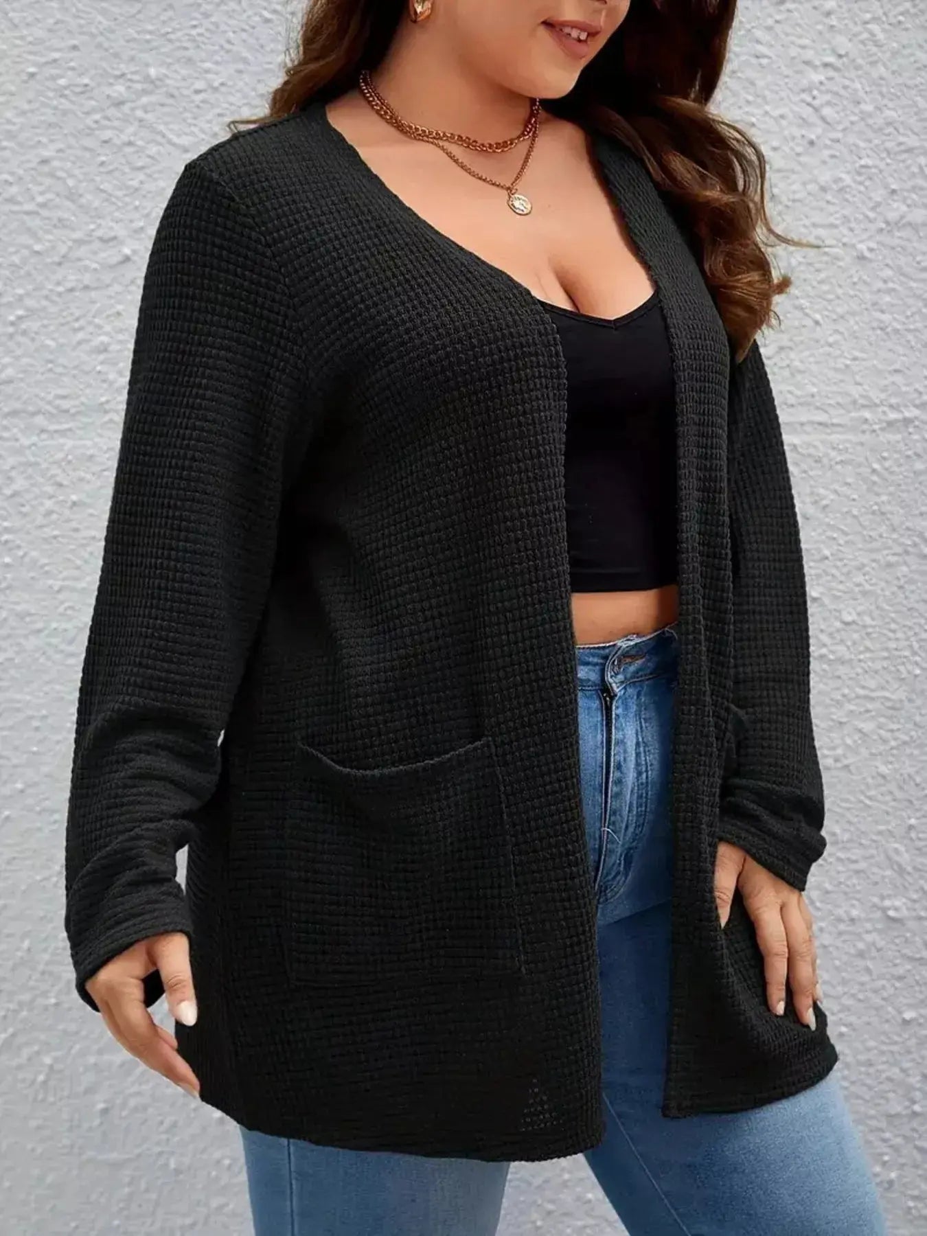 Plus Size Open Front Long Sleeve Knit Cardigan Simply Love