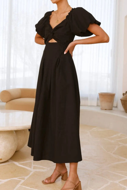 Sweet Serenity Puff Sleeve Midi Dress