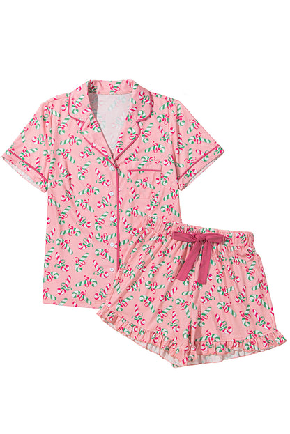 Festive pink candy cane pajamas