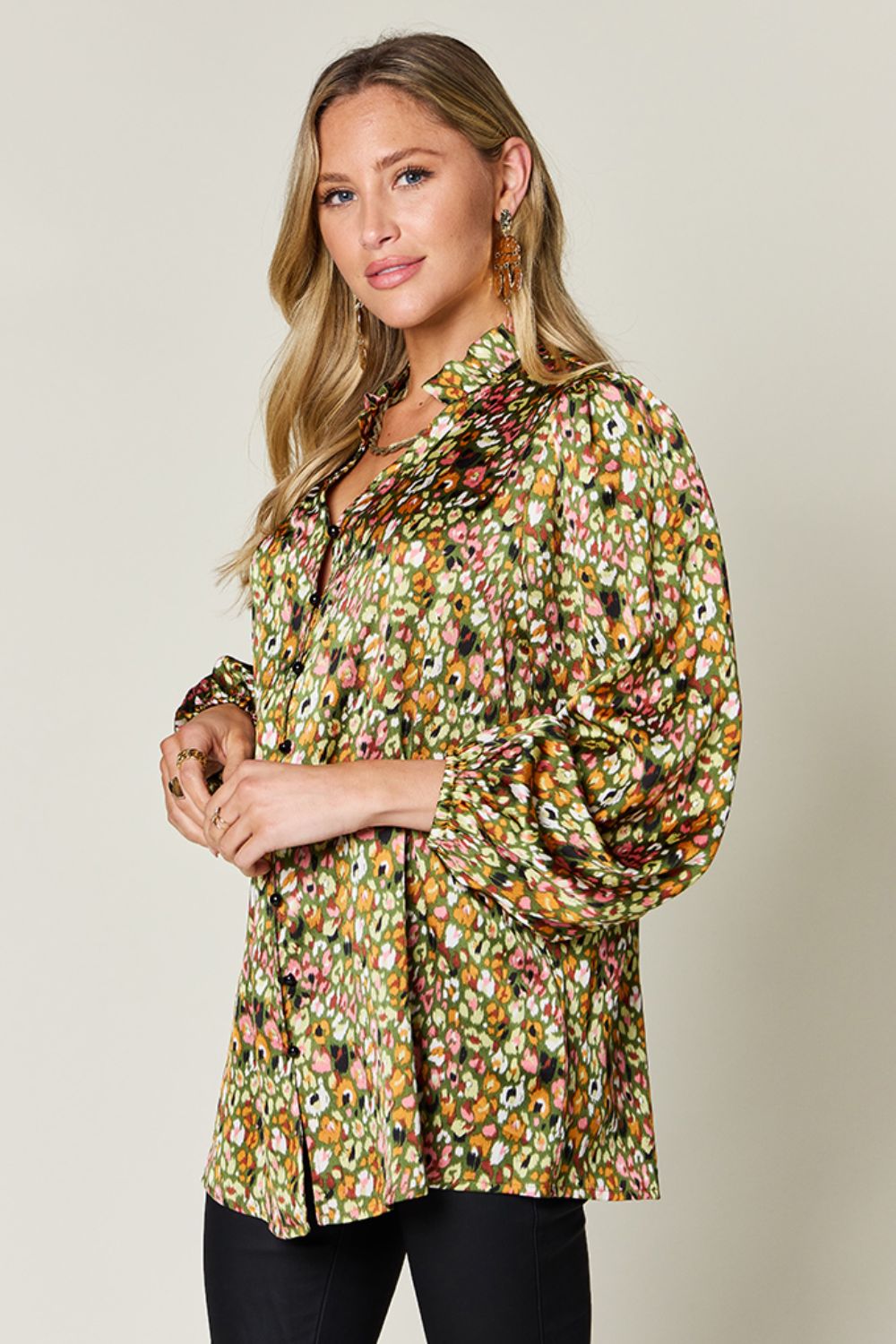 Double Take: Long Sleeve Printed Blouse