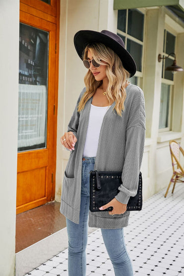 Long Sleeve Pocketed Cardigan.