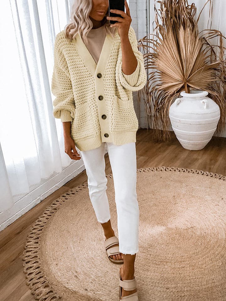 V-Neck Long Sleeve Cardigan.