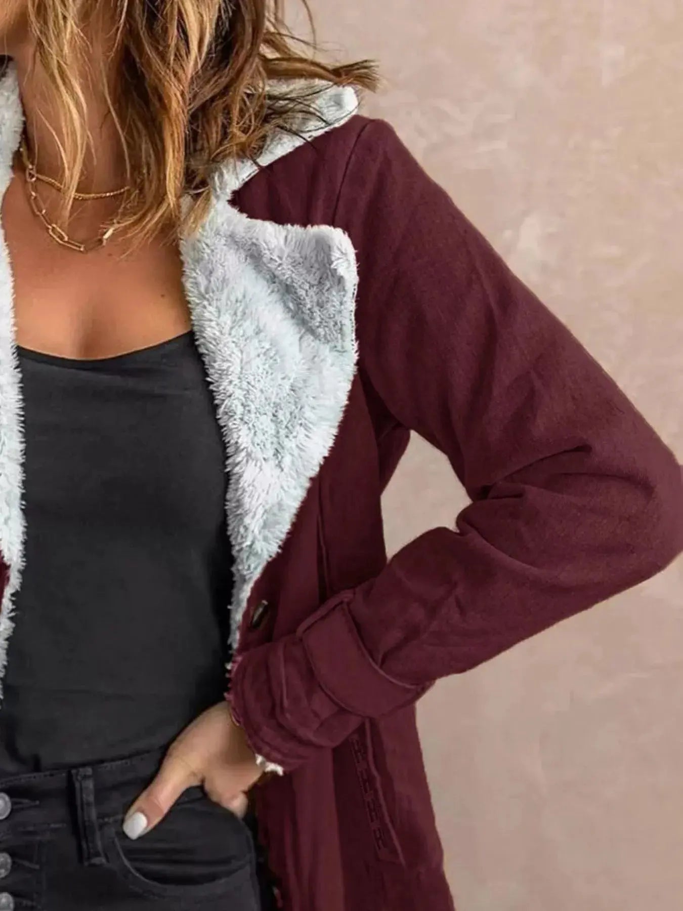 Full Size Sherpa Lined Button Up Outerwear Plus Size Simply Love