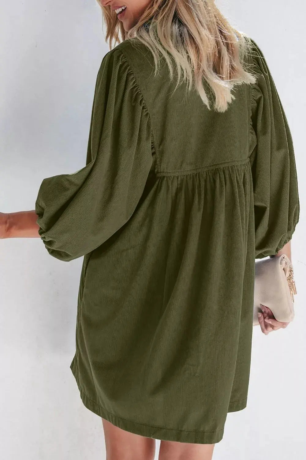 Corduroy Button-Down Babydoll Dress Simply Love