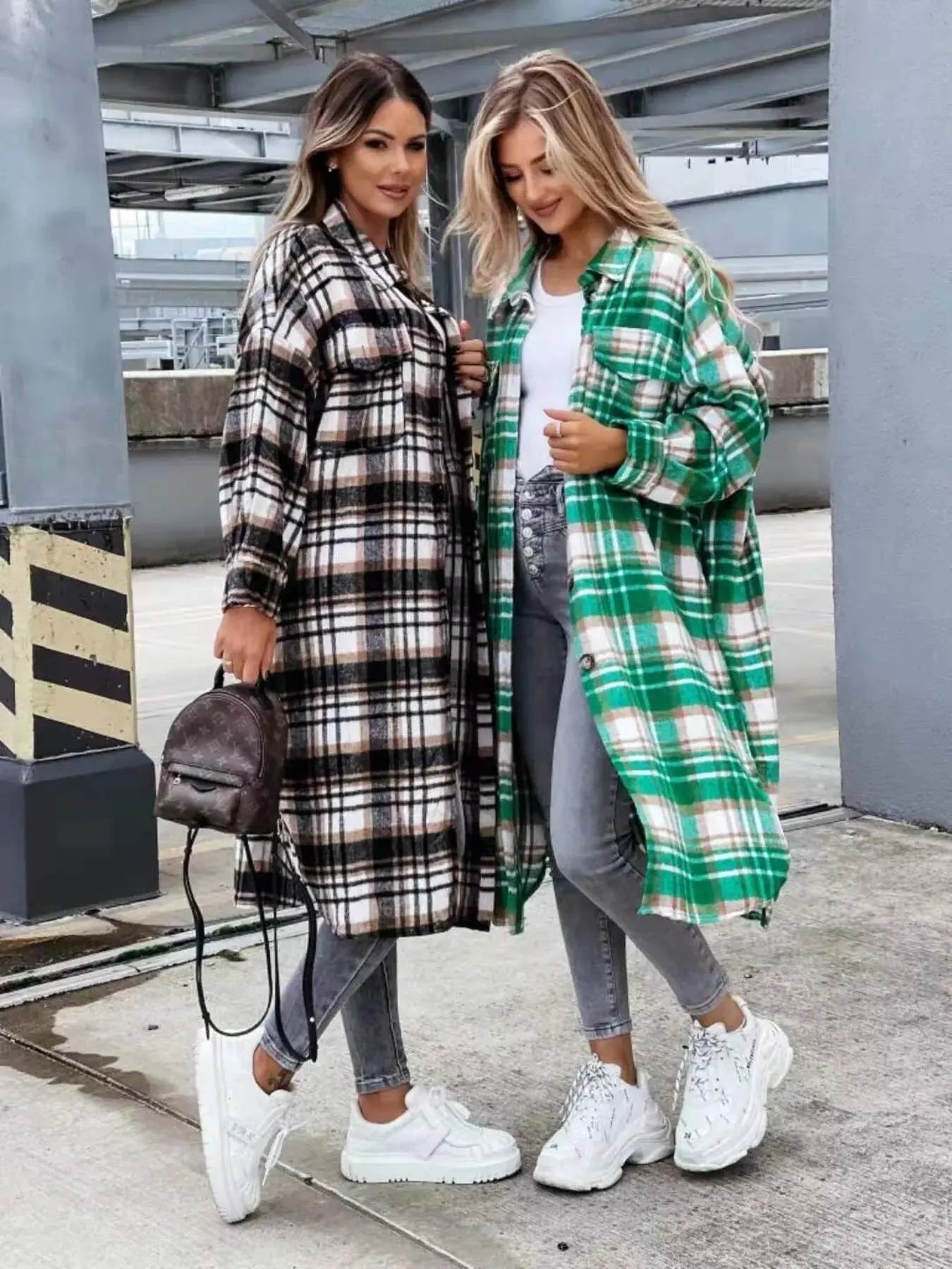 Plaid Button Up Longline Shacket Simply Love