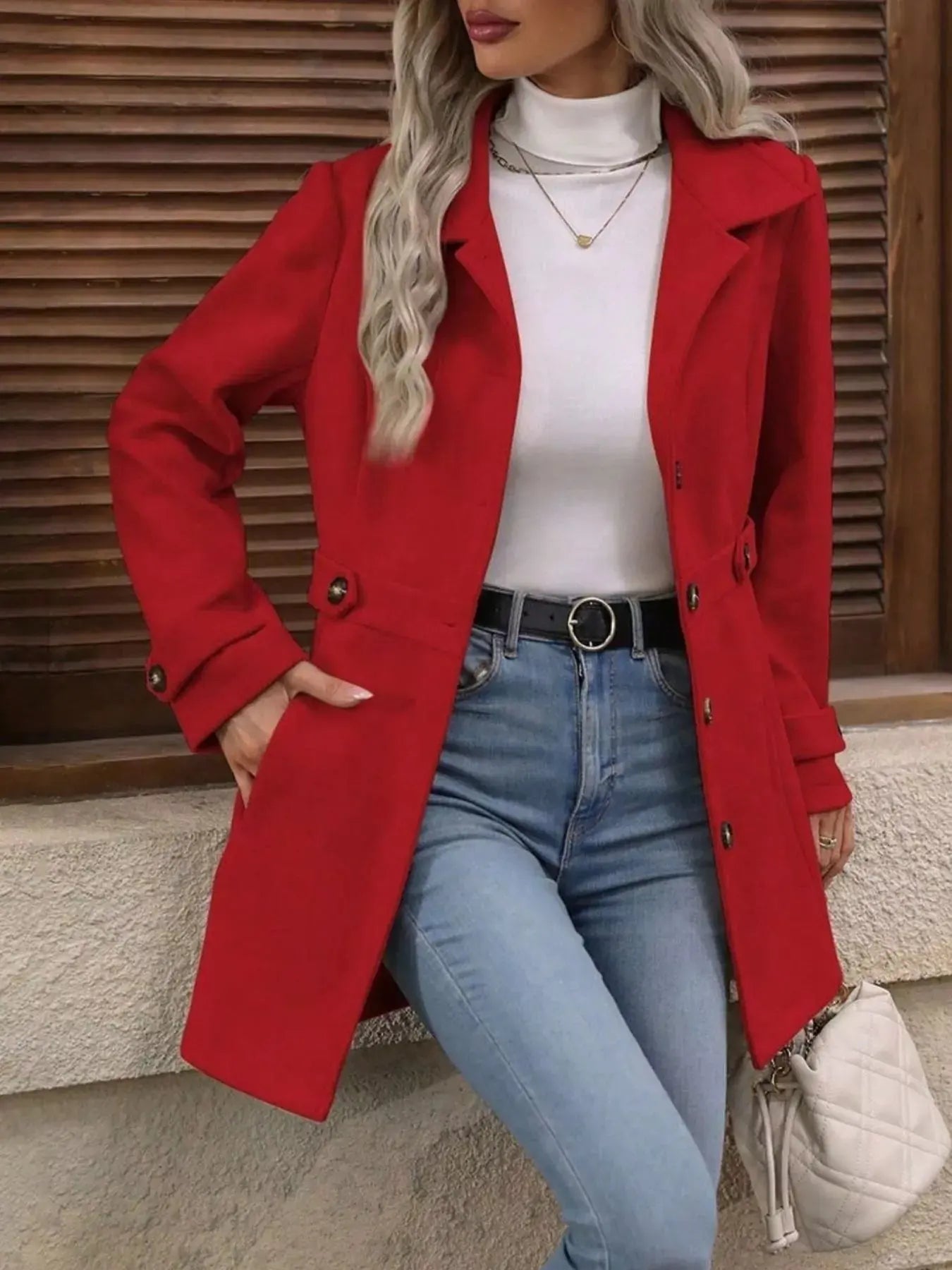 Button Up Long Sleeve Coat Simply Love