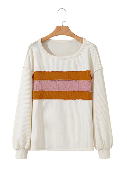 White knit drop sleeve top