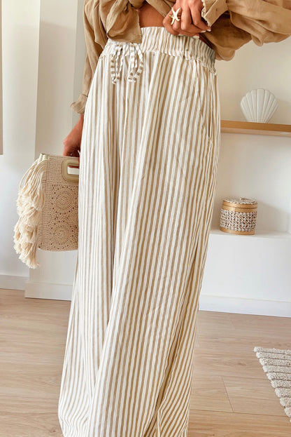 Chic khaki plus-size wide-leg pants