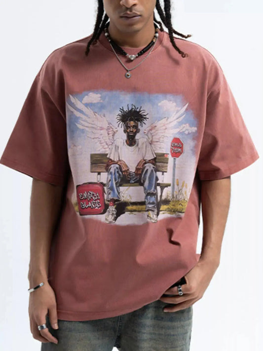 Men's Graphic Oversized Washed T-Shirt Simply Love