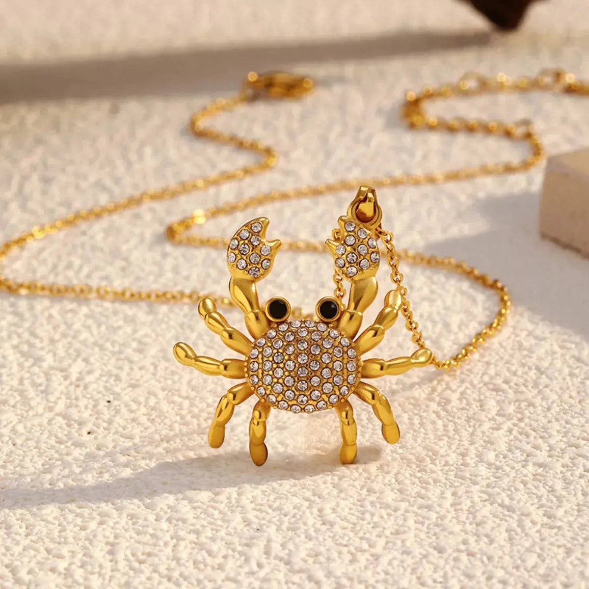 18K Gold Plated Crab Pendant Necklace With Rhinestones Simply Love