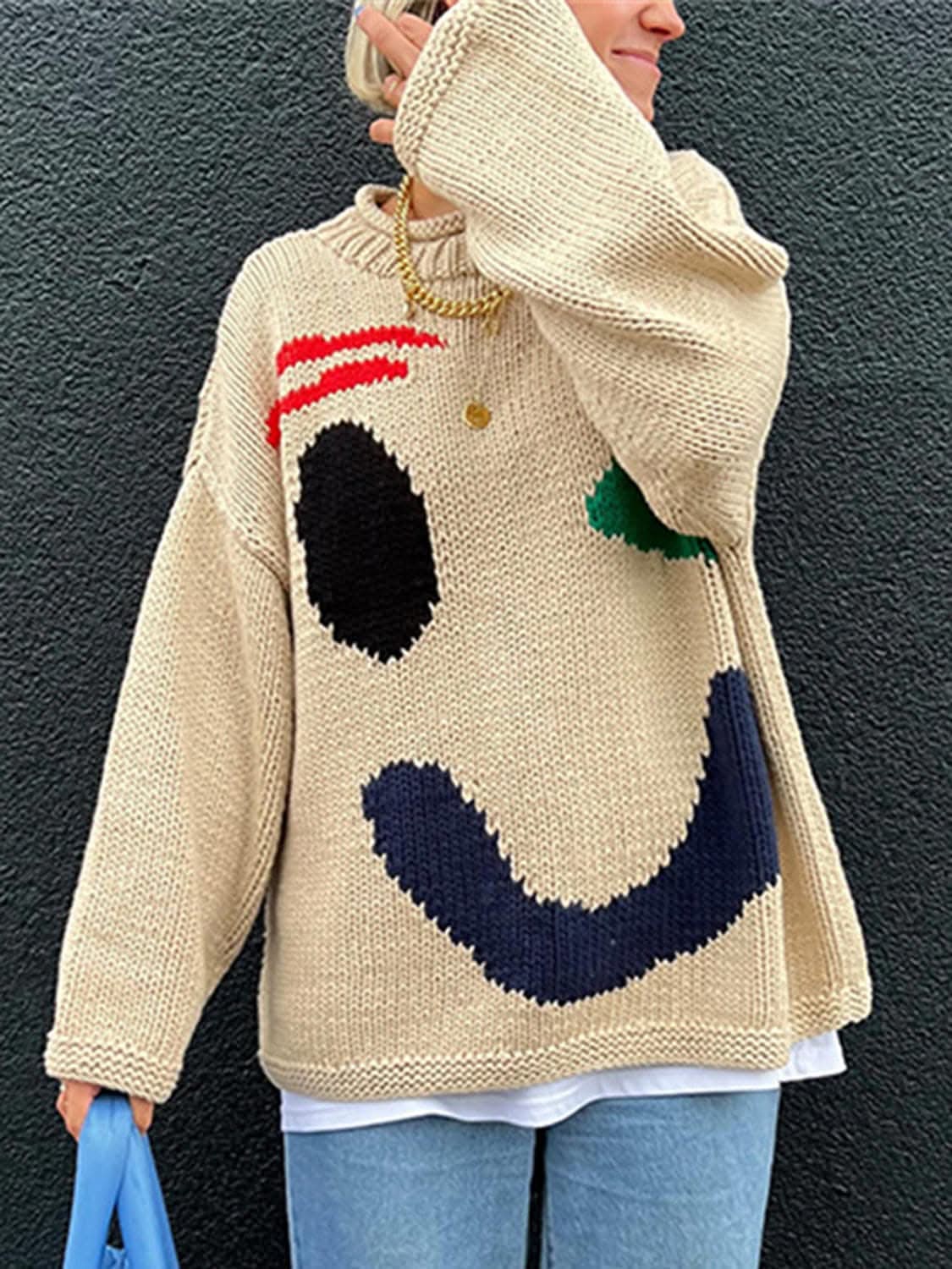 Cozy colorblock pullover, 100% polyester - Love Salve 