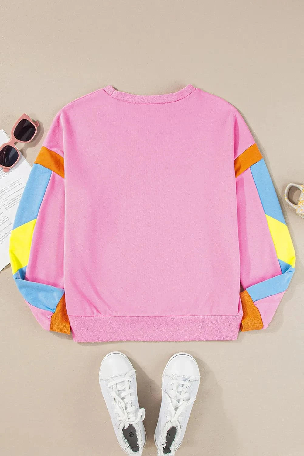 Stylish Contrast Long Sleeve Football Sweatshirt